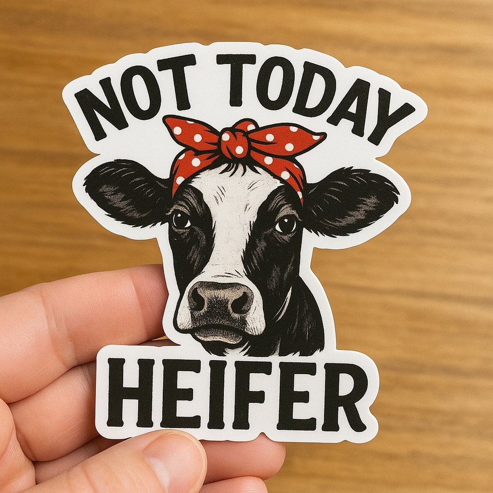 Cow Decals Set Of 5 'Not Today Heifer' Die Cut Stickers